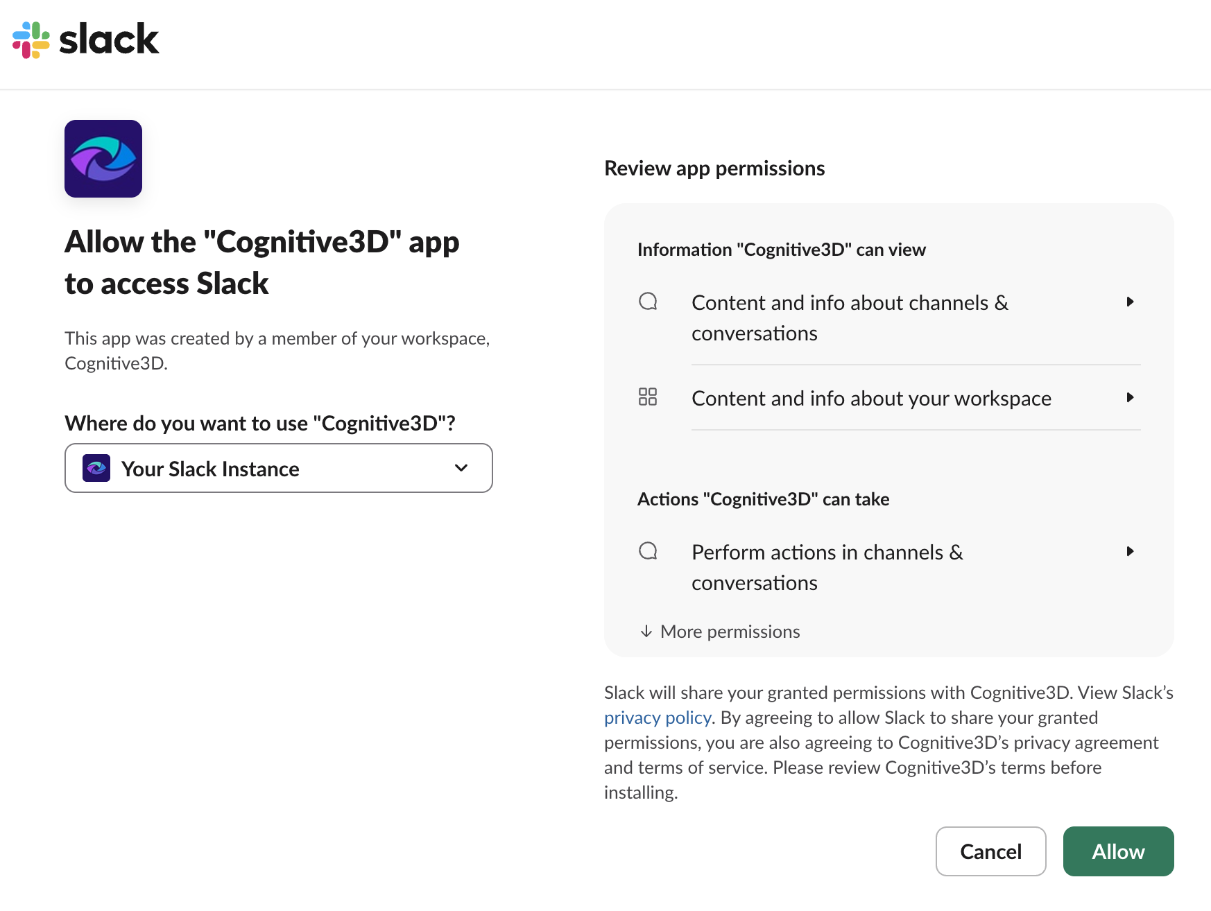 slack setup screen