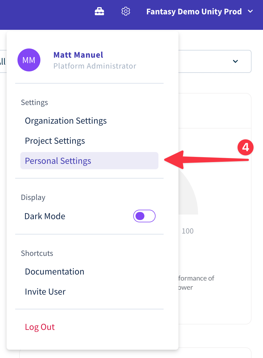 gear menu personal settings