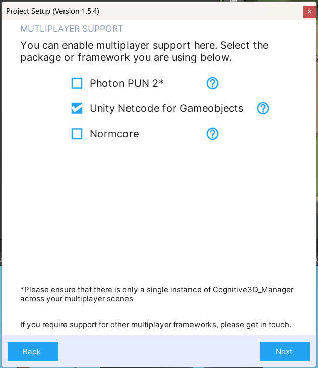 Unity Netcode support setup