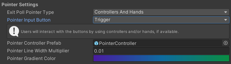 exitpoll controllers and hands pointer