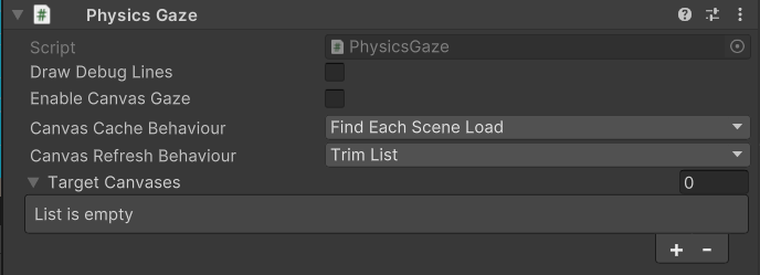 PhysicsGaze component on Cognitive3D_Manager prefab