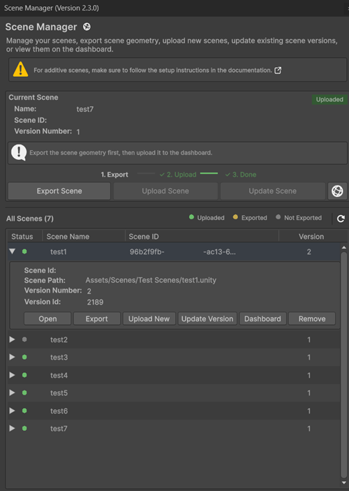Scene Manager Window