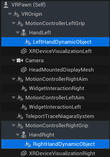 dynamic object components on motion controllers