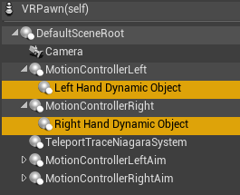dynamic object components on motion controllers