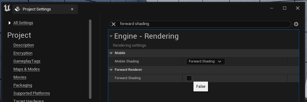 forward shading setting