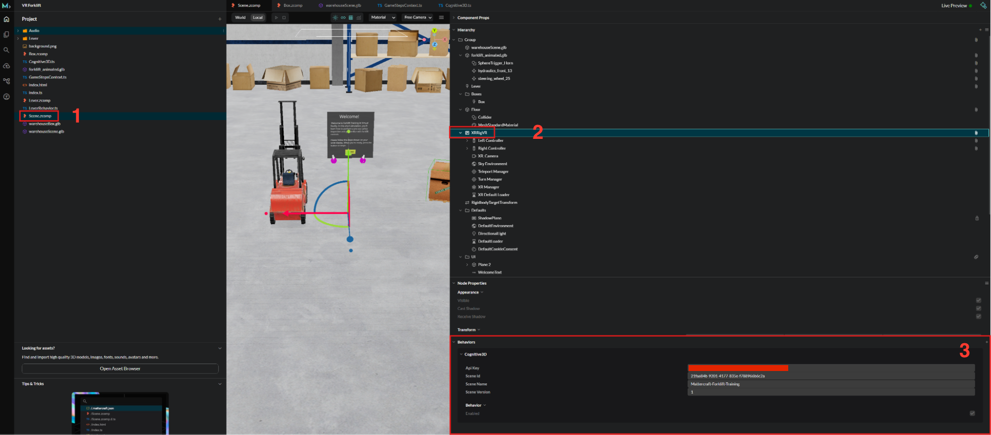 Cognitive3D Manager behavior properties