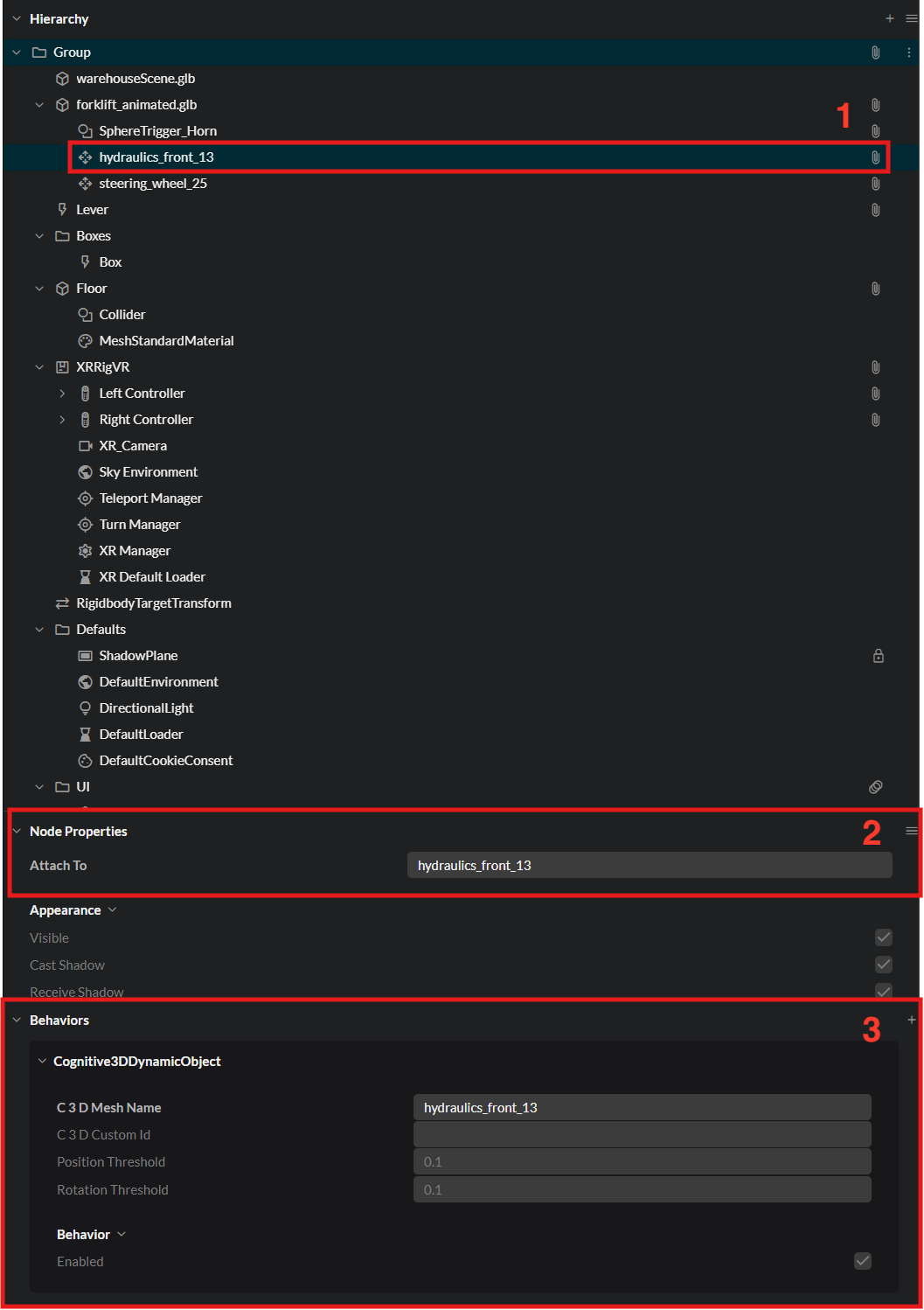 AttachmentPoint with Cognitive3DDynamicObject behavior