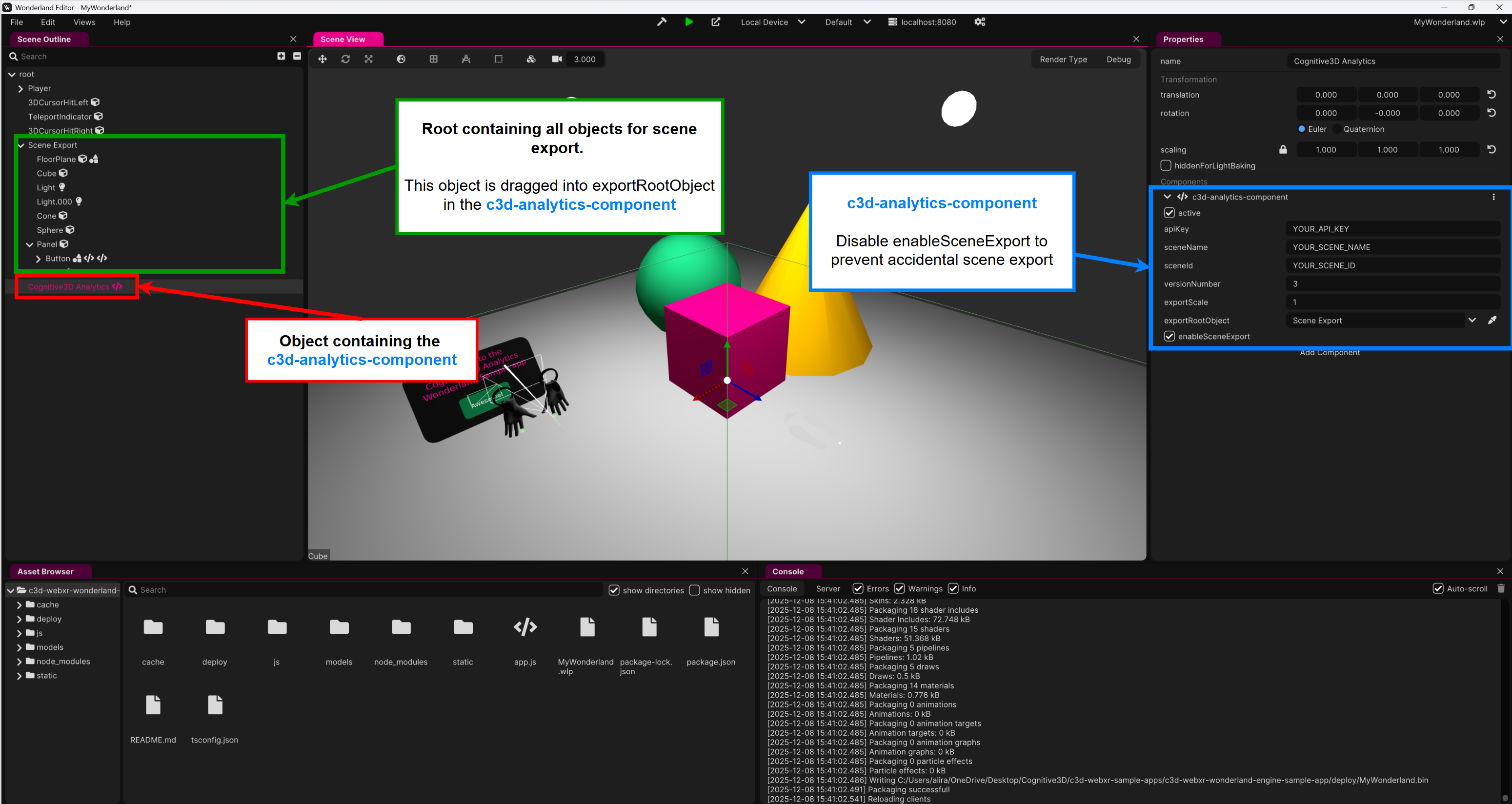 Wonderland Engine Integration with Cognitive3D WebXR SDK